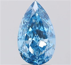 Picture of Lab Grown Diamond 2.75 Carats, Pear with  Cut, Fancy Vivid Blue Color, VS1 Clarity and Certified by IGI