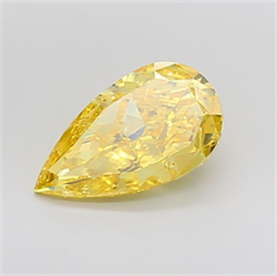 Picture of Lab Grown Diamond 3.02 Carats, Pear with  Cut, Fancy Vivid Yellow Color, VS1 Clarity and Certified by IGI