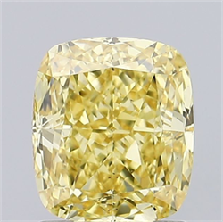 Picture of Lab Grown Diamond 1.44 Carats, CUSHION MODIFIED with  Cut, Fancy Vivid Yellow Color, VS2 Clarity and Certified by IGI