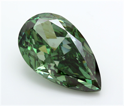 Picture of Lab Grown Diamond 20.10 Carats, Pear with  Cut, Fancy Vivid Green Color, VS2 Clarity and Certified by IGI