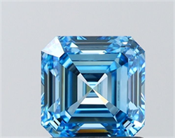 Picture of Lab Grown Diamond 1.50 Carats, Asscher with  Cut, Fancy Vivid Blue Color, VVS2 Clarity and Certified by IGI