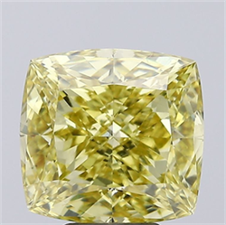 Picture of Lab Grown Diamond 5.20 Carats, CUSHION MODIFIED with  Cut, Fancy Intense Yellow Color, VS2 Clarity and Certified by IGI