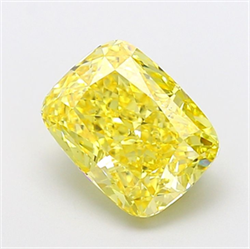 Picture of Lab Grown Diamond 4.07 Carats, CUSHION MODIFIED with  Cut, Fancy Vivid Yellow Color, VS1 Clarity and Certified by IGI