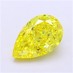 Picture of Lab Grown Diamond 2.02 Carats, Pear with  Cut, Fancy Vivid Yellow Color, VVS1 Clarity and Certified by IGI