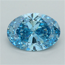 Picture of Lab Grown Diamond 2.04 Carats, Oval with  Cut, Fancy Vivid Blue Color, VS1 Clarity and Certified by IGI