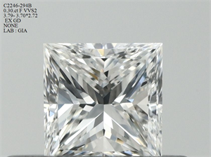 Picture of Natural Diamond 0.30 Carats, Princess with  Cut, F Color, VVS2 Clarity and Certified by GIA