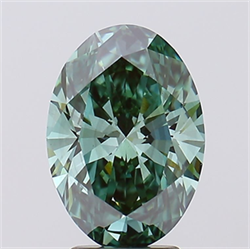Picture of Lab Grown Diamond 3.32 Carats, Oval with  Cut, Fancy Vivid Green Color, VS2 Clarity and Certified by IGI