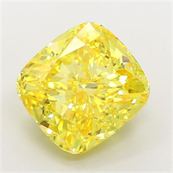 Picture of Lab Grown Diamond 5.14 Carats, CUSHION MODIFIED with  Cut, Fancy Vivid Yellow Color, VS1 Clarity and Certified by IGI