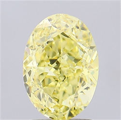 Picture of Lab Grown Diamond 1.51 Carats, Oval with  Cut, Fancy Vivid Yellow Color, VVS2 Clarity and Certified by IGI