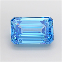 Picture of Lab Grown Diamond 5.55 Carats, Emerald with  Cut, Fancy Vivid Blue Color, VVS2 Clarity and Certified by IGI