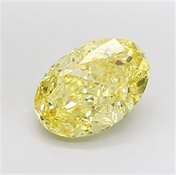 Picture of Lab Grown Diamond 5.01 Carats, Oval with  Cut, Fancy Intense Yellow Color, VS1 Clarity and Certified by IGI