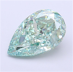 Picture of Lab Grown Diamond 1.96 Carats, Pear with  Cut, Fancy Vivid Green Color, VVS1 Clarity and Certified by IGI