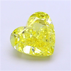 Picture of Lab Grown Diamond 1.37 Carats, Heart with  Cut, Fancy Vivid Yellow Color, VVS1 Clarity and Certified by IGI