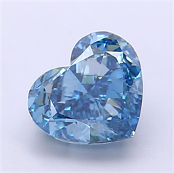 Picture of Lab Grown Diamond 1.74 Carats, Heart with  Cut, Fancy Vivid Blue Color, VVS1 Clarity and Certified by IGI