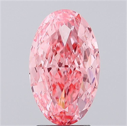 Picture of Lab Grown Diamond 3.84 Carats, Oval with  Cut, Fancy Vivid Pink Color, VS2 Clarity and Certified by IGI