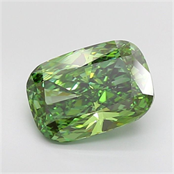 Picture of Lab Grown Diamond 4.49 Carats, Cushion with  Cut, Fancy Vivid Green Color, VS1 Clarity and Certified by IGI