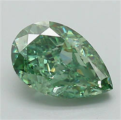 Picture of Lab Grown Diamond 1.51 Carats, Pear with  Cut, Fancy Vivid Green Color, VS1 Clarity and Certified by IGI