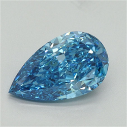 Picture of Lab Grown Diamond 1.52 Carats, Pear with  Cut, Fancy Vivid Blue Color, VS1 Clarity and Certified by IGI