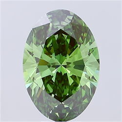 Picture of Lab Grown Diamond 7.02 Carats, Oval with  Cut, Fancy Vivid Green Color, VS1 Clarity and Certified by IGI