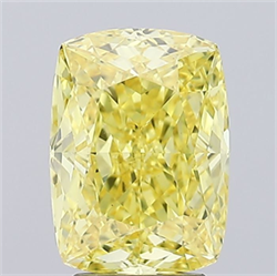 Picture of Lab Grown Diamond 4.51 Carats, CUSHION MODIFIED with  Cut, Fancy Vivid Yellow Color, VS1 Clarity and Certified by IGI