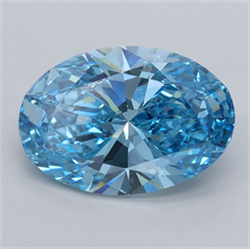 Picture of Lab Grown Diamond 2.00 Carats, Oval with  Cut, Fancy Vivid Blue Color, VVS2 Clarity and Certified by IGI
