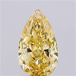 Picture of Lab Grown Diamond 1.58 Carats, Pear with  Cut, Fancy Intense Yellow Color, VS1 Clarity and Certified by IGI