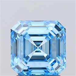 Picture of Lab Grown Diamond 2.01 Carats, Asscher with  Cut, Fancy Vivid Blue Color, VVS2 Clarity and Certified by IGI