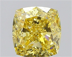 Picture of Lab Grown Diamond 1.27 Carats, CUSHION MODIFIED with  Cut, Fancy Vivid Yellow Color, VVS1 Clarity and Certified by IGI
