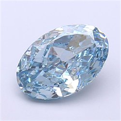 Picture of Lab Grown Diamond 1.96 Carats, Oval with  Cut, Fancy Vivid Blue Color, VS1 Clarity and Certified by IGI