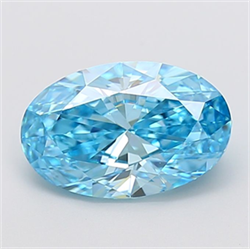 Picture of Lab Grown Diamond 3.00 Carats, Oval with  Cut, Fancy Vivid Blue Color, VS1 Clarity and Certified by IGI