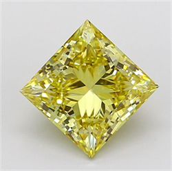 Picture of Lab Grown Diamond 4.05 Carats, Princess with  Cut, Fancy Intense Yellow Color, VS1 Clarity and Certified by IGI