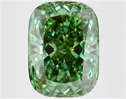 Picture of Lab Grown Diamond 5.25 Carats, CUSHION MODIFIED with  Cut, Fancy Vivid Green Color, VS1 Clarity and Certified by IGI