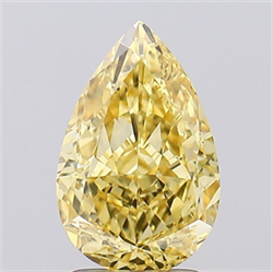 Picture of Lab Grown Diamond 2.54 Carats, Pear with  Cut, Fancy Vivid Yellow Color, VS1 Clarity and Certified by IGI