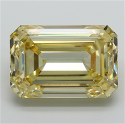 Picture of Lab Grown Diamond 11.44 Carats, Emerald with  Cut, Fancy Intense Yellow Color, VS1 Clarity and Certified by IGI