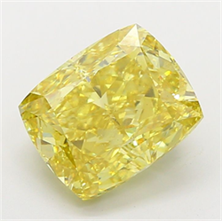 Picture of Lab Grown Diamond 7.01 Carats, CUSHION MODIFIED with  Cut, Fancy Intense Yellow Color, VS1 Clarity and Certified by IGI