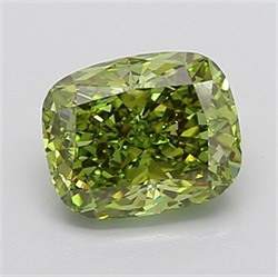 Picture of Lab Grown Diamond 3.19 Carats, CUSHION MODIFIED with  Cut, Fancy Vivid Green Color, VS1 Clarity and Certified by IGI