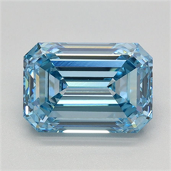 Picture of Lab Grown Diamond 2.06 Carats, Emerald with  Cut, Fancy Intense Blue Color, VVS2 Clarity and Certified by IGI