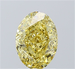 Picture of Lab Grown Diamond 2.01 Carats, Oval with  Cut, Fancy Intense Yellow Color, VS1 Clarity and Certified by IGI