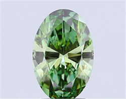 Picture of Lab Grown Diamond 3.00 Carats, Oval with  Cut, Fancy Vivid Green Color, VS1 Clarity and Certified by IGI