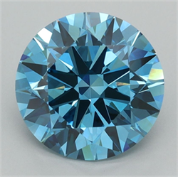 Picture of Lab Grown Diamond 2.99 Carats, Round with Ideal Cut, Fancy Vivid Blue Color, VVS2 Clarity and Certified by IGI