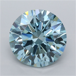 Picture of Lab Grown Diamond 4.97 Carats, Round with Ideal Cut, Fancy Vivid Blue Color, VVS2 Clarity and Certified by IGI