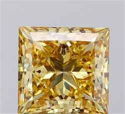 Picture of Lab Grown Diamond 3.09 Carats, Princess with  Cut, Fancy Intense Yellow Color, VS2 Clarity and Certified by IGI