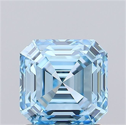 Picture of Lab Grown Diamond 1.21 Carats, Asscher with  Cut, Fancy Vivid Blue Color, VVS1 Clarity and Certified by IGI