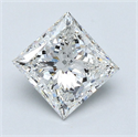 Natural Diamond 1.80 Carats, Princess with  Cut, G Color, SI2 Clarity and Certified by GIA