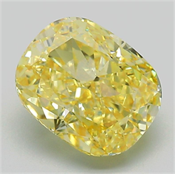 Picture of Lab Grown Diamond 3.01 Carats, CUSHION MODIFIED with  Cut, Fancy Vivid Yellow Color, VVS2 Clarity and Certified by IGI