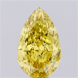 Picture of Lab Grown Diamond 5.17 Carats, Pear with  Cut, Fancy Vivid Yellow Color, VS1 Clarity and Certified by IGI