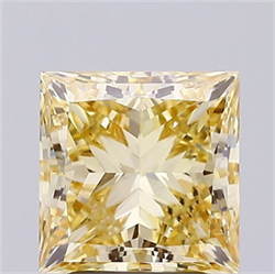 Picture of Lab Grown Diamond 3.01 Carats, Princess with  Cut, Fancy Intense Yellow Color, VS2 Clarity and Certified by IGI