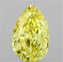 Picture of Lab Grown Diamond 3.07 Carats, Pear with  Cut, Fancy Intense Yellow Color, VVS2 Clarity and Certified by IGI