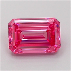 Picture of Lab Grown Diamond 1.82 Carats, Emerald with  Cut, Fancy Vivid Pink Color, VS1 Clarity and Certified by IGI