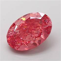 Picture of Lab Grown Diamond 3.51 Carats, Oval with  Cut, Fancy Vivid Pink Color, VVS2 Clarity and Certified by IGI